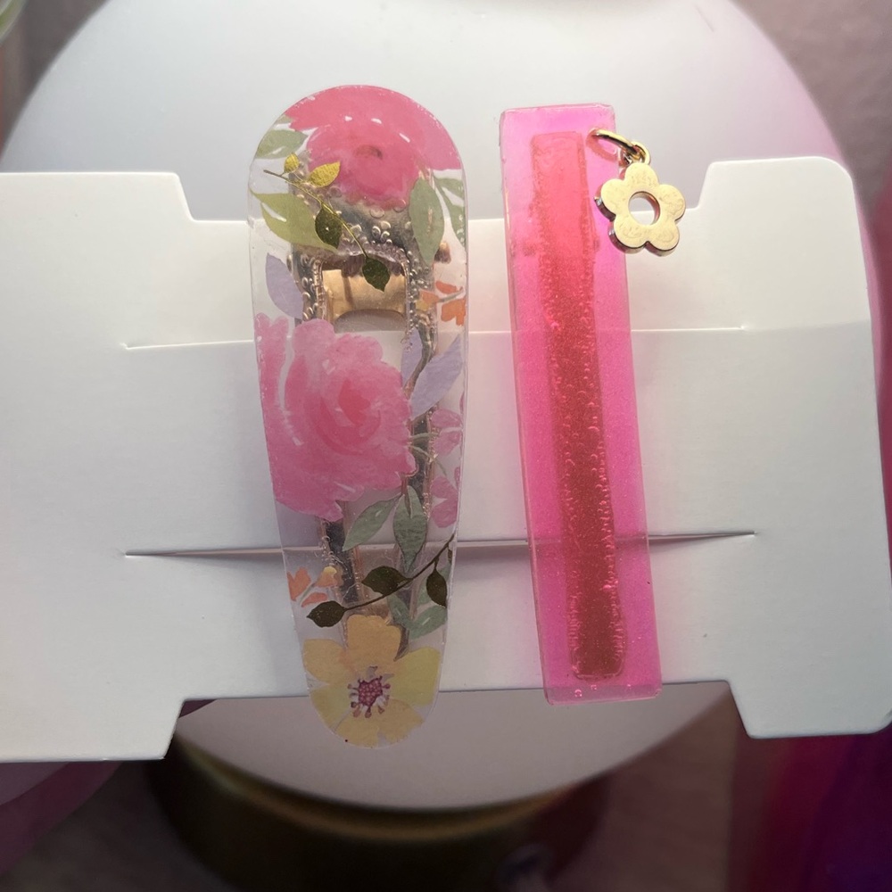 Pink and Floral Clip Set